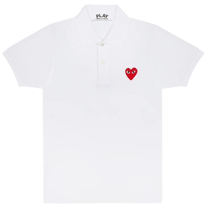 Play Comme des Garçons Polo Red Heart - White