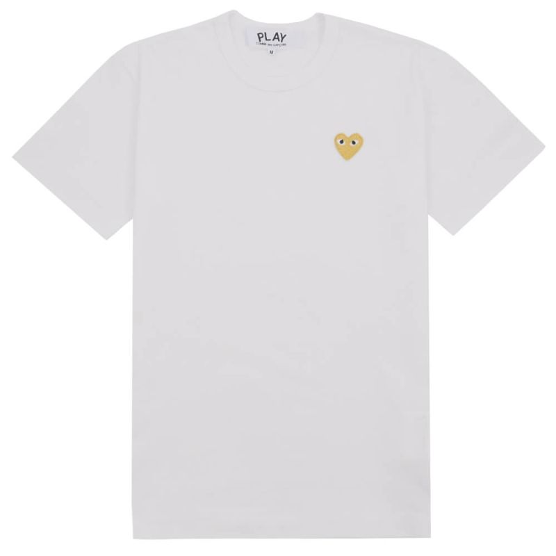 Comme des Garcons Play T-Shirt Gold Heart - White