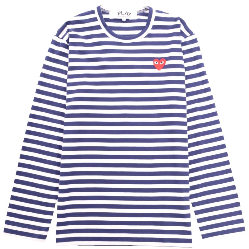 Comme des Garcons Play T-Shirt Longsleeve Striped - Navy