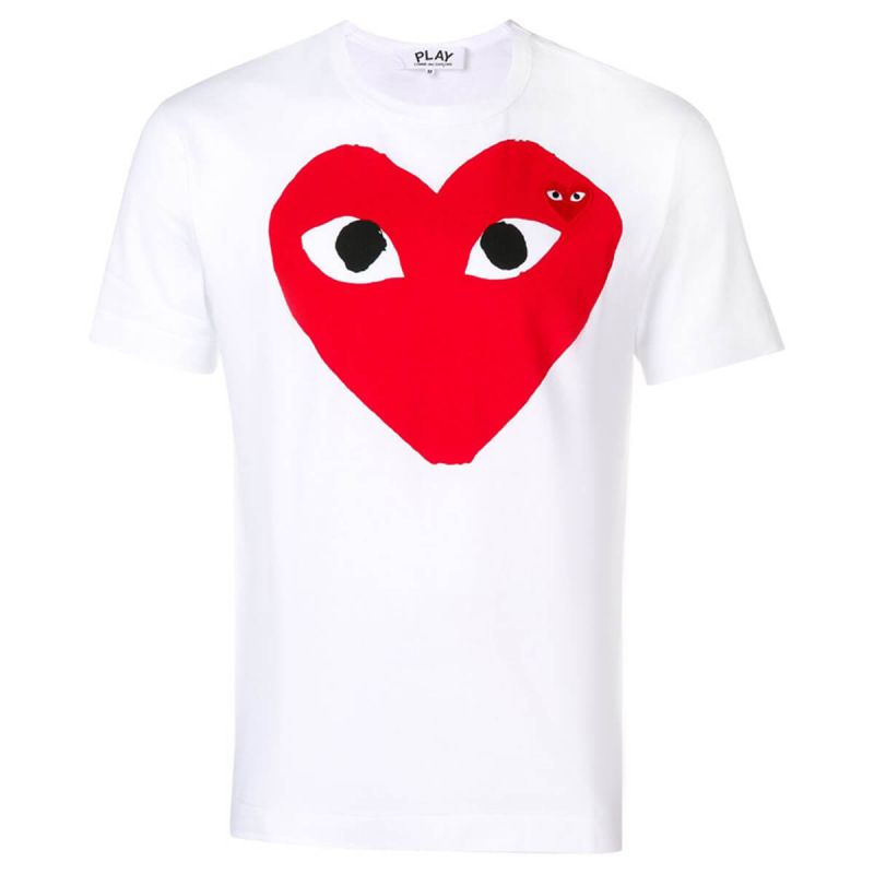 CDG Play T-Shirt Large Heart White