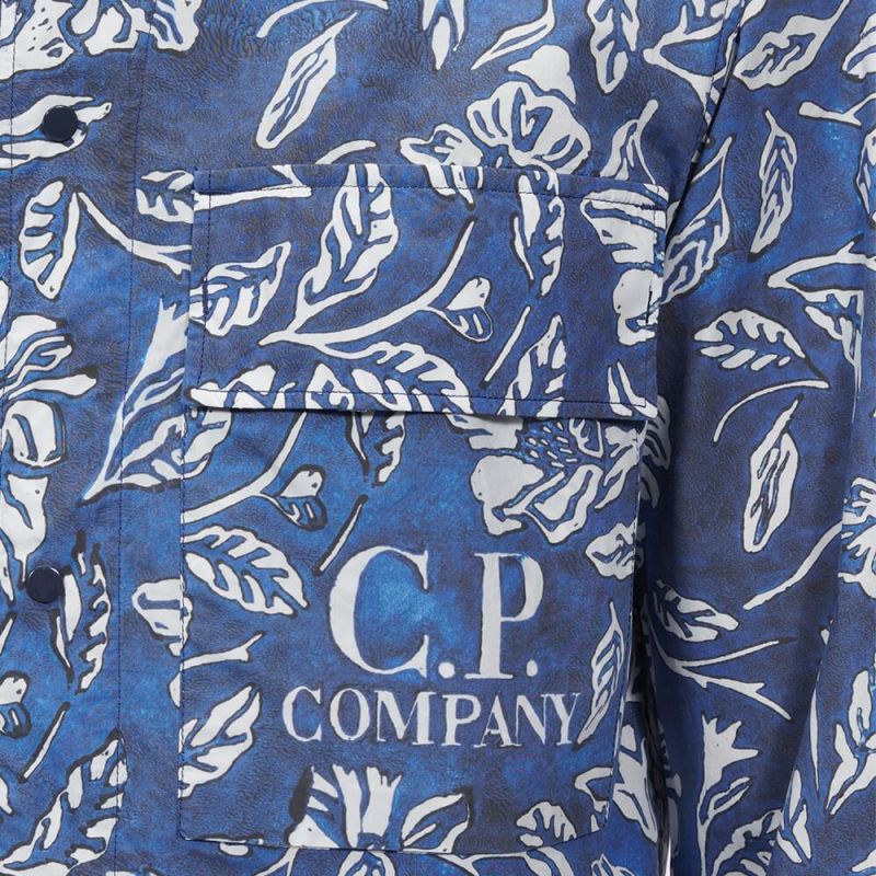 CP Company Shirt All-Over Printed Poplin - Medieval Blue