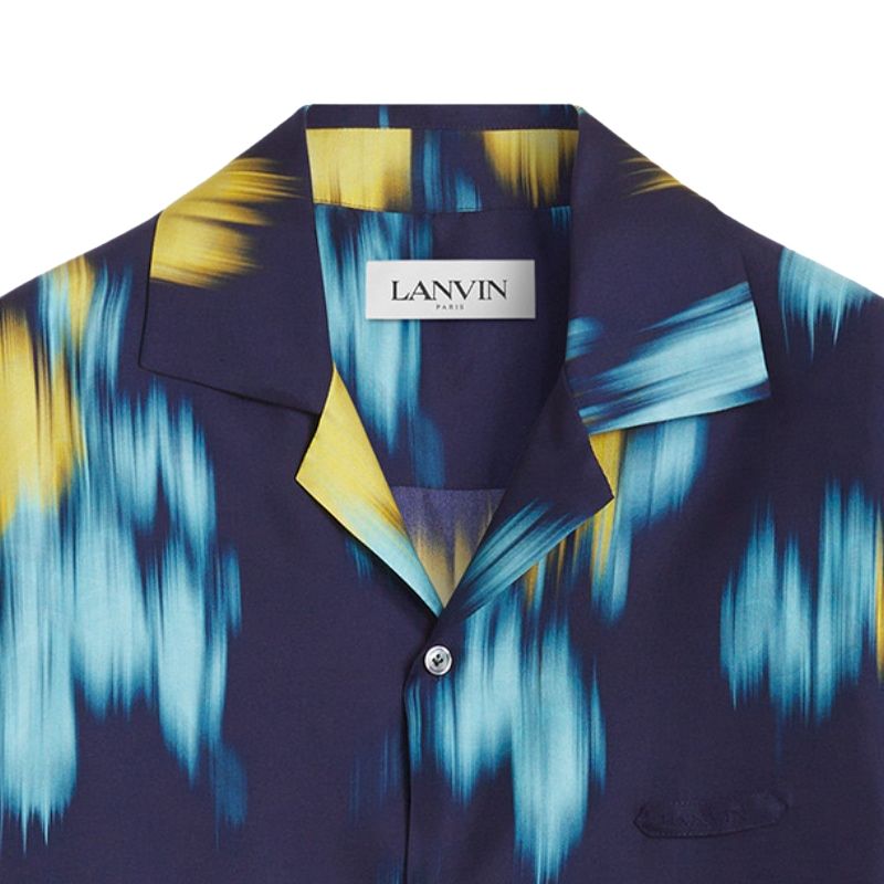 Lanvin Blurred Floral Print Shirt - Thunder Blue