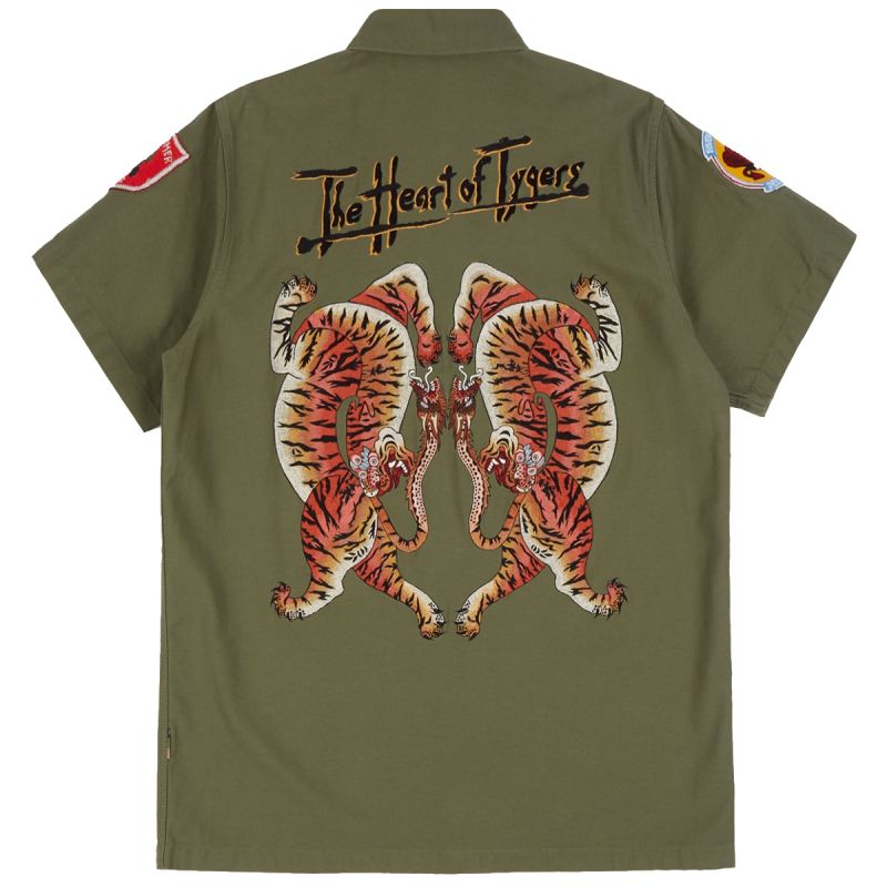 Maharishi Shirt Heart Of Tigers - Olive