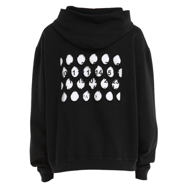 Maison Margiela Sweatshirt Hoodie Numbers Cut Out Black