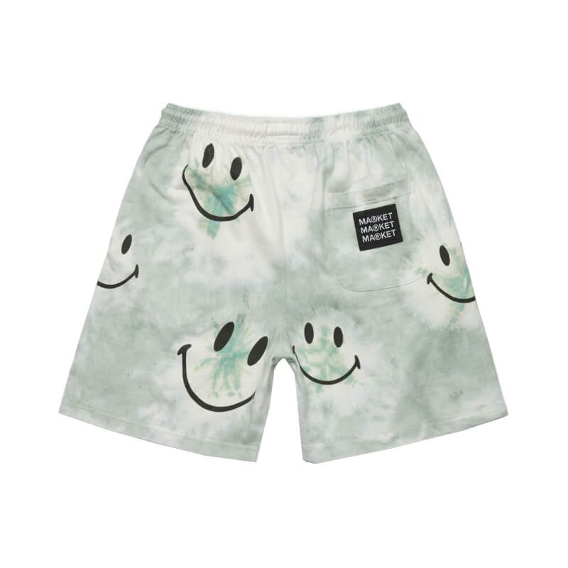 Market Smiley Shorts Shibori Dye Green