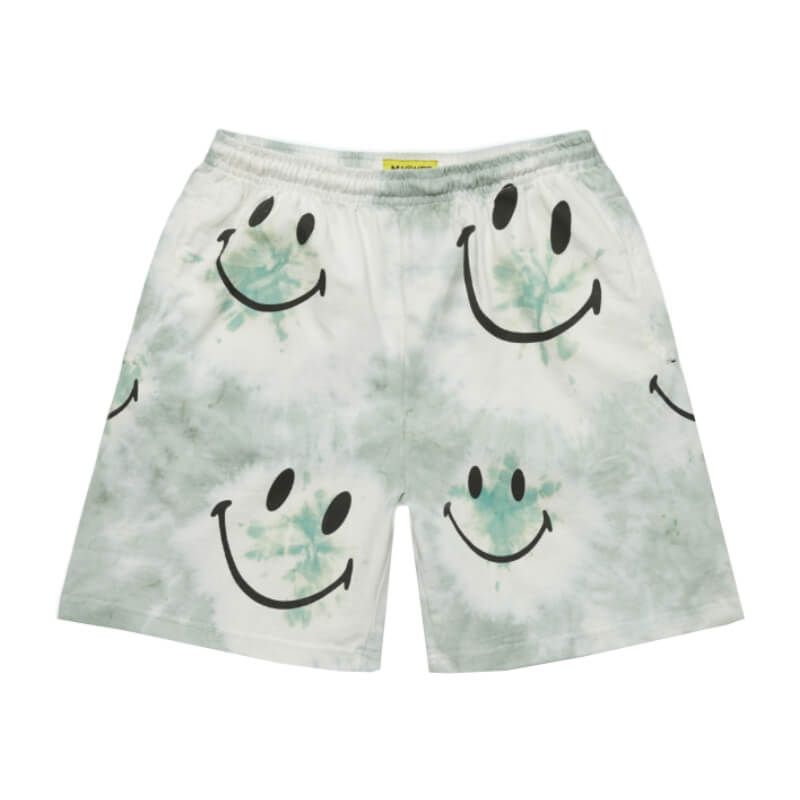 Market Smiley Shorts Shibori Dye Green