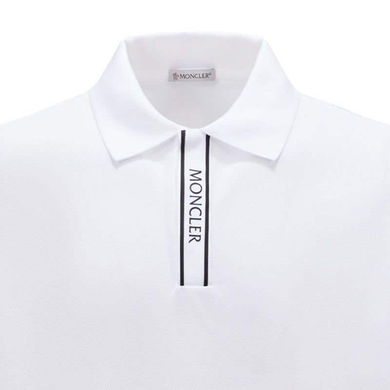 Moncler Polo Shirt Embossed Logo - White