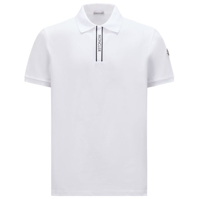 Moncler Polo Shirt Embossed Logo - White