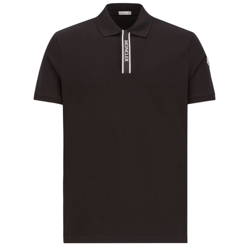 Moncler Polo Shirt Embossed Logo - Black