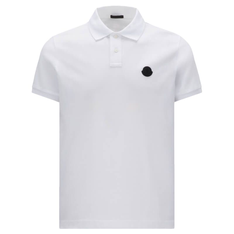 Moncler Polo Shirt Logo Patch - White