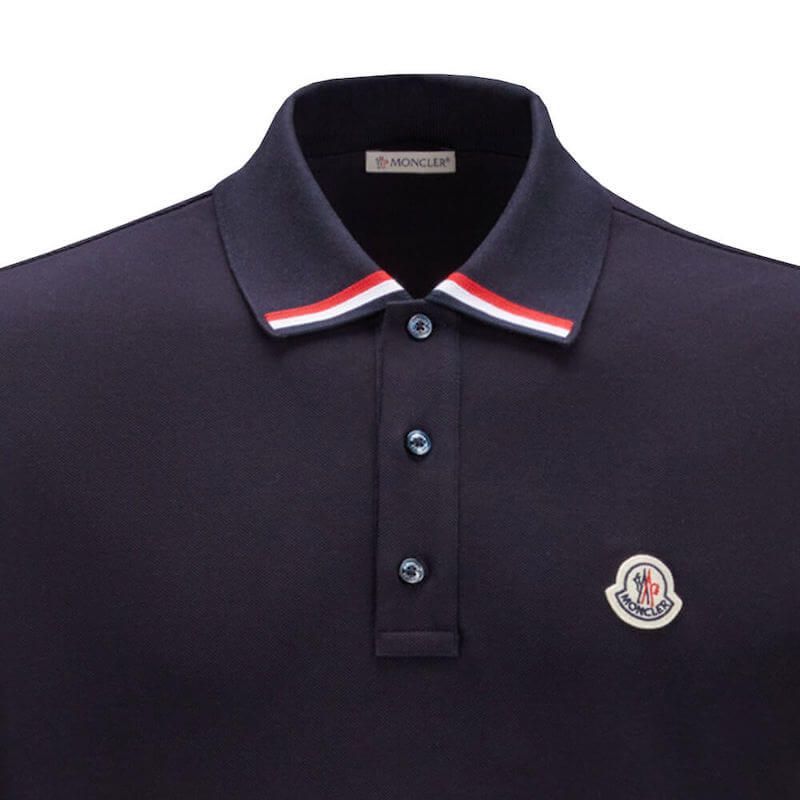 Moncler Polo Shirt Tricolour Trims - Navy