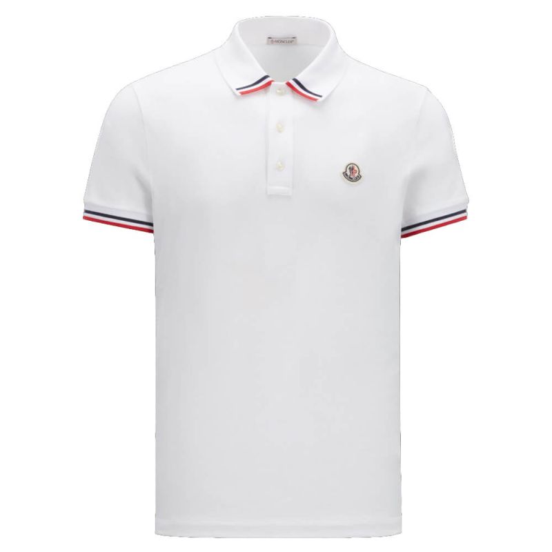 Moncler Polo Shirt Tricolour Trims - White