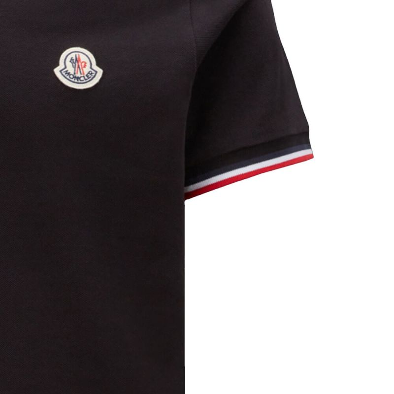 Moncler Polo Shirt Tricolour Trims - Black