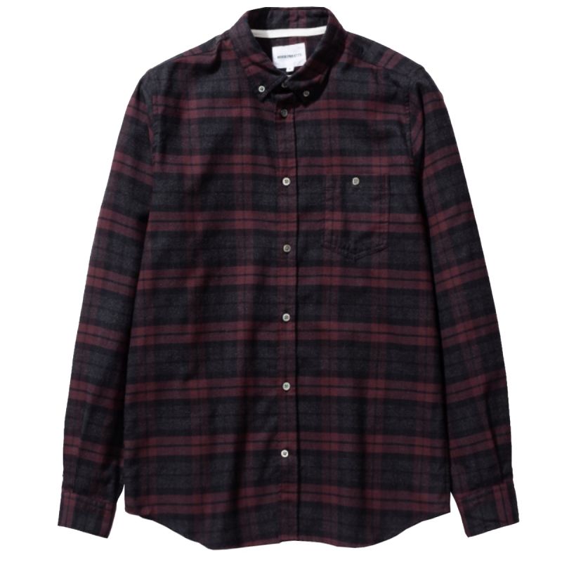 Norse Projects Shirt Anton Check - Eggplant Brown