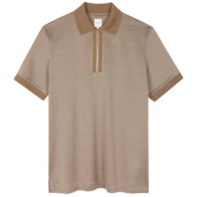 Paul Smith Zip Polo Shirt - Mud Brown