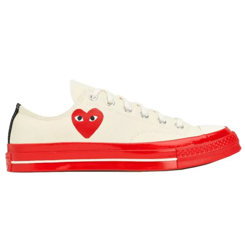 Play X Converse - White Red Sole Low Top - Michael