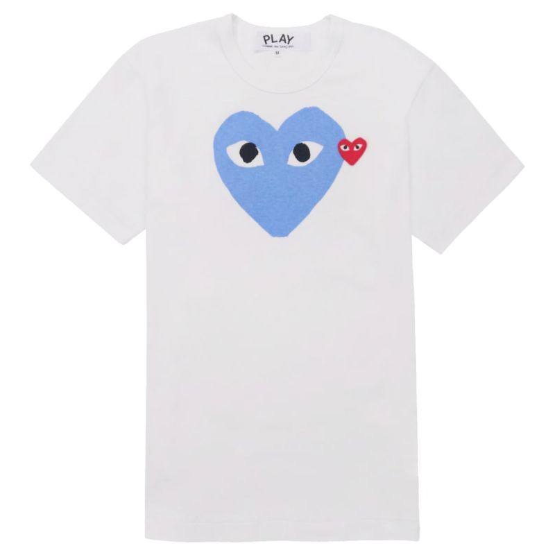 Play Comme des Garçons T-Shirt Blue Heart - White