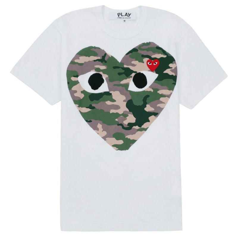 Play Comme Des Garçons T-Shirt Camouflage Heart - White