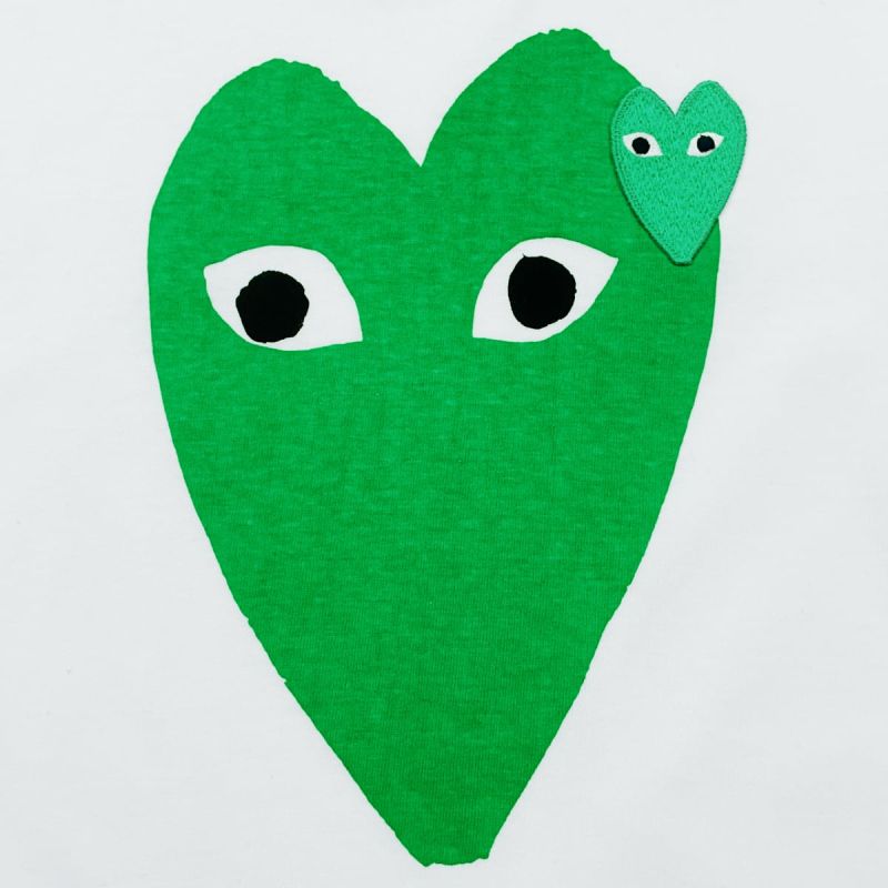 Play Comme Des Garçons T-Shirt Green Heart - White
