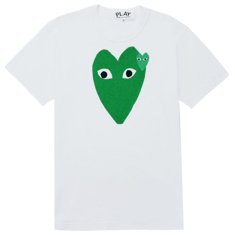 Play Comme Des Garçons T-Shirt Green Heart - White