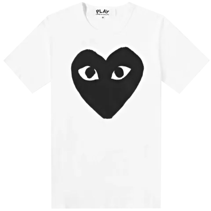 Play Comme Des Garçons T-Shirt Black Print Heart - White
