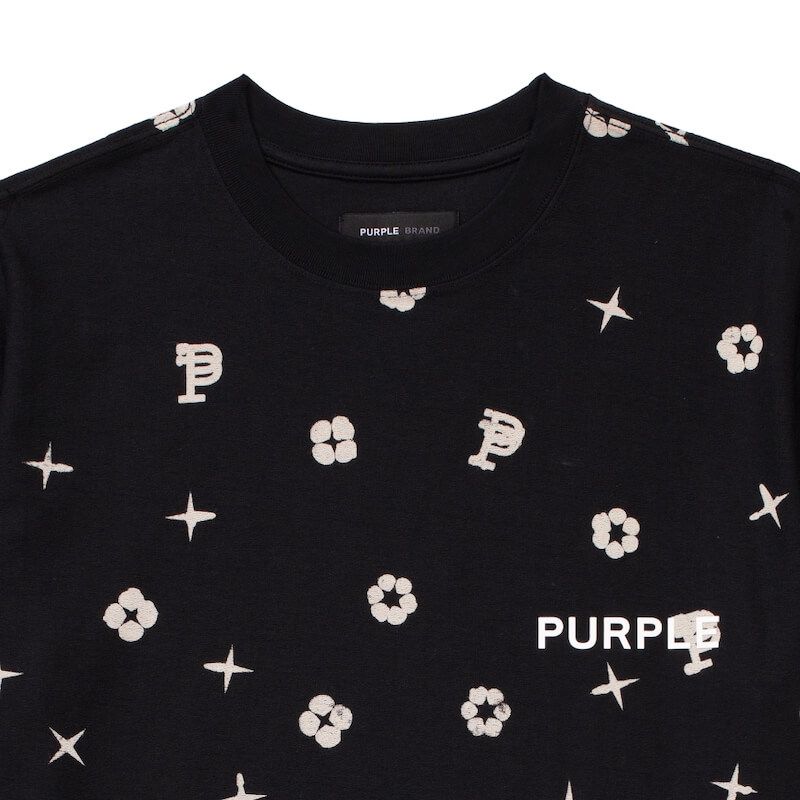 Purple Brand T-Shirt Scatter Monogram - Black