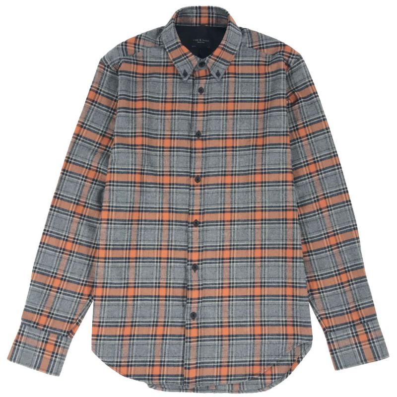 Rag & Bone Shirt Tomlin Plaid - Grey/Orange