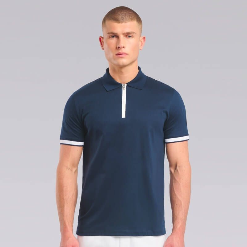 Sandbanks Silicone Zip Polo Shirt - Navy