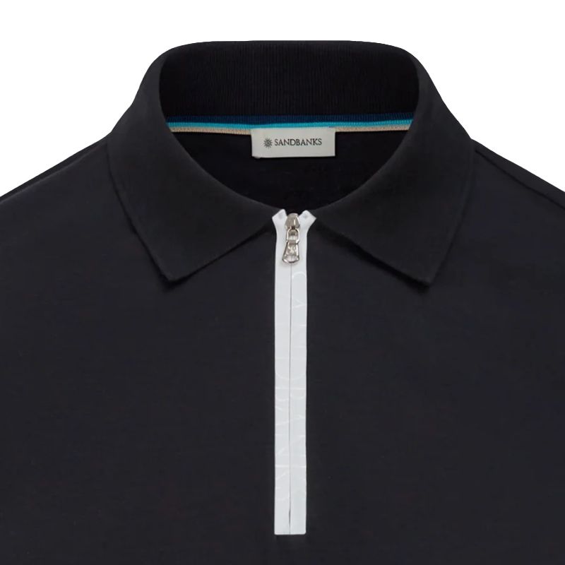 Sandbanks Silicone Zip Polo Shirt - Black