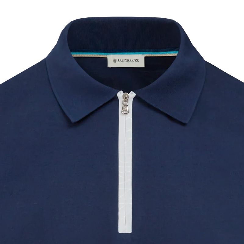 Sandbanks Silicone Zip Polo Shirt - Navy