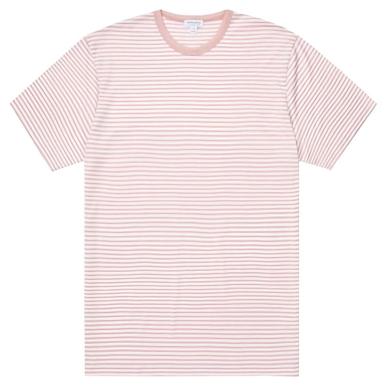 Sunspel Classic T-Shirt English Stripe - Pink/White