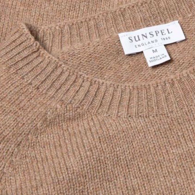 Sunspel Lambswool Crew Neck Sweater - Oatmeal