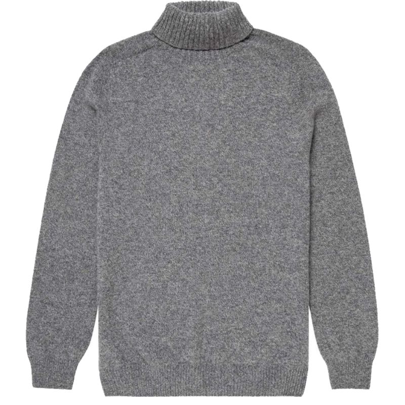 Sunspel Lambswool Roll Neck Sweater - Mid Grey