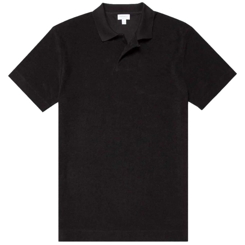 Sunspel Polo Terry Towelling - Black