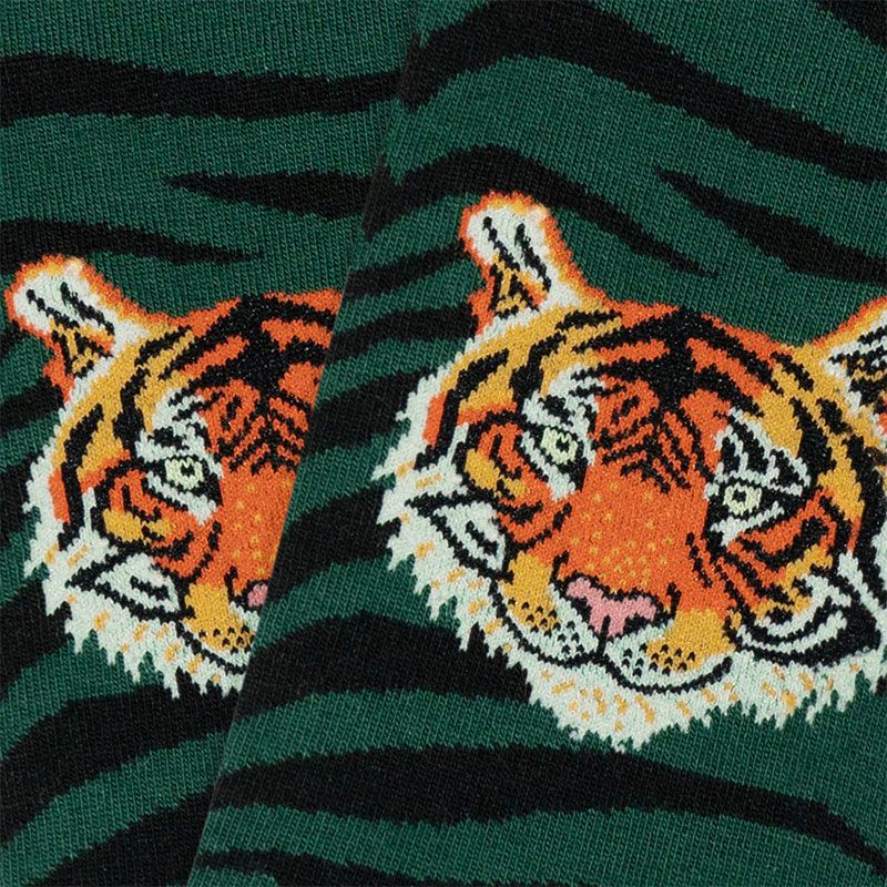 Jimmy Lion Socks Tiger Head Green