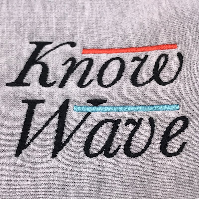 Know Wave Sweatshirt Serif Embroidered Heather Grey
