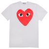 Comme des Garcons Play T-Shirt Large Print Double Heart - White