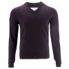 Maison Margiela Knitwear Navy V-Neck Suede Elbow Patches