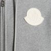 Moncler Logo Patch Zip Up Hoodie Grey