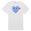 Play Comme des Garçons T-Shirt Blue Heart - White