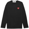 PLAY Comme des Garçons Long Sleeve T-Shirt Red Heart - Black
