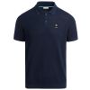 Sandbanks Knitted Polo Shirt Navy Blue Front 