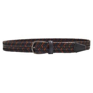 Anderson's Belt Leather Woven - Navy/Brown