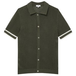 CHÉ Ellas Crochet Polo Shirt - Pine Green