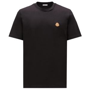 Moncler T-Shirt Leather Logo - Black