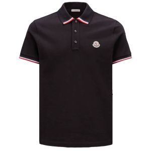 Moncler Polo Shirt Tricolour Trims - Black