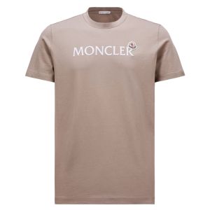 Moncler T-Shirt Flocked Logo - Beige
