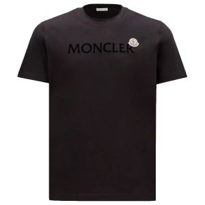 Moncler T-Shirt Flocked Logo - Black