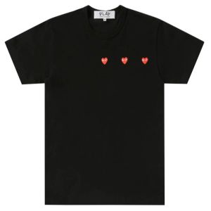 Play Comme des Garçons T-Shirt Triple Heart Black
