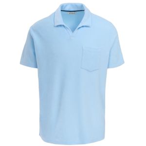 Terry Toweling Polo Shirt - Crystal Blue